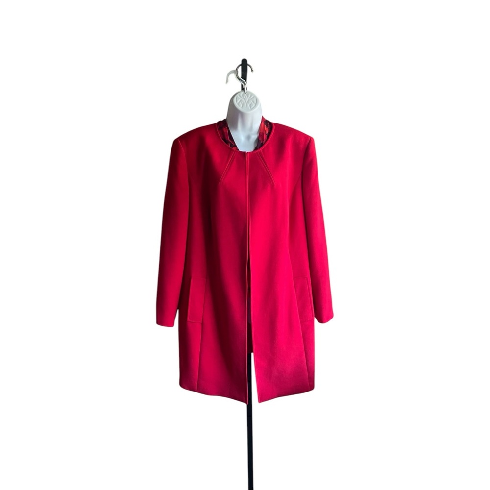 Tahari Topper Coat Women’s Red 16W - Picture 2 of 16